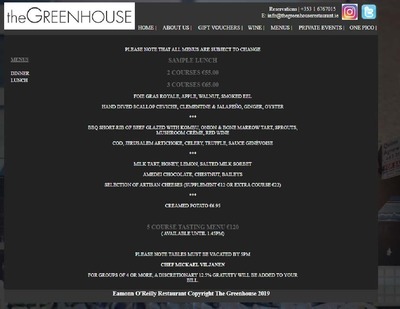 greenhouse menu